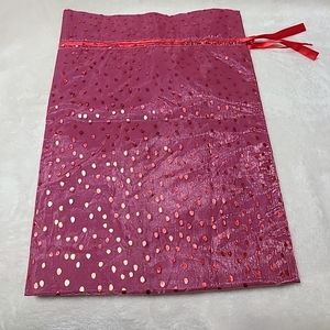 Large Fabric Gift Bag Organza with Lining and Satin Ribbon Red 13x15"